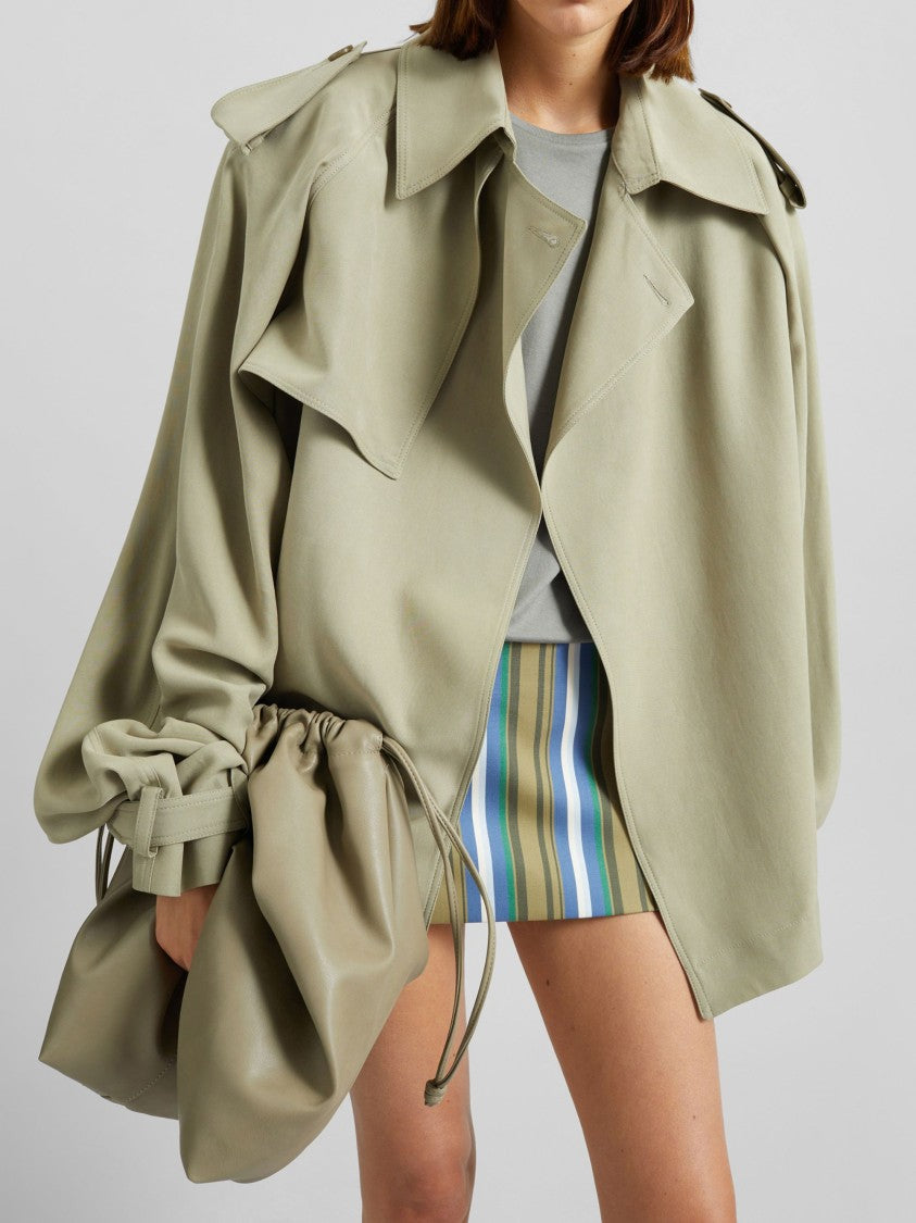 The Frankie Shop Green Elva Viscose Trench Coat