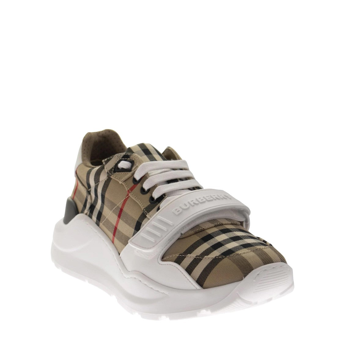 Burberry Check Pattern Sneakers With White Sole