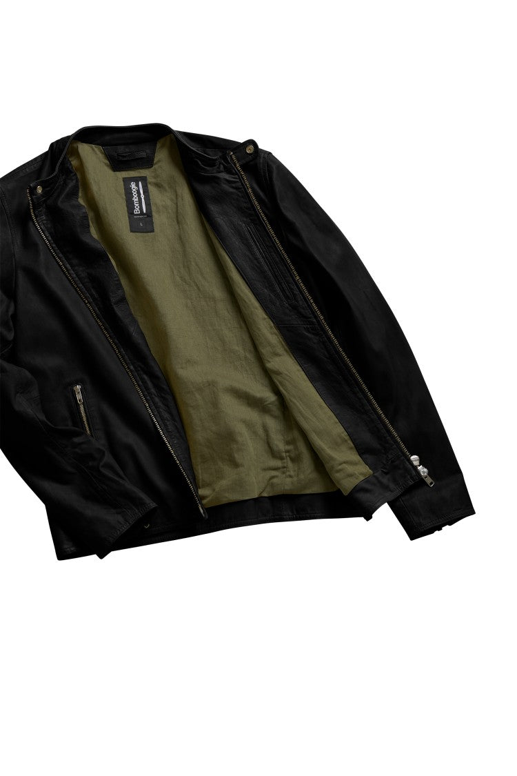 Bomboogie Genuine Lambskin Jacket Stand-Up Collar Silhouette
