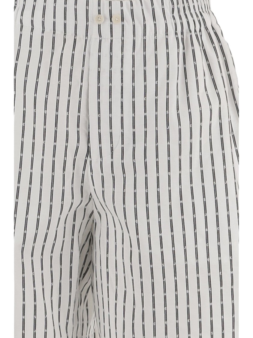 Jacquemus Striped Cotton Shorts With Typewriter Logo
