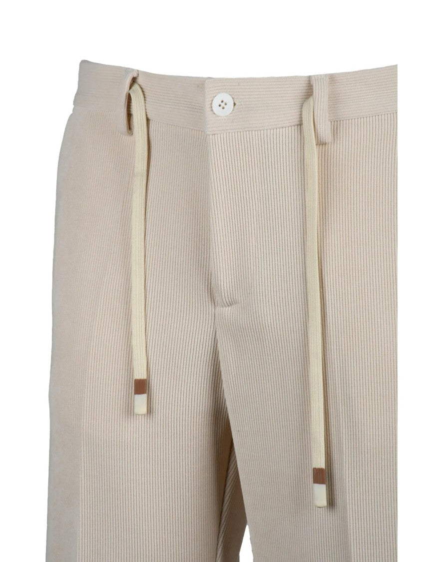 Daniele Alessandrini Tailored Trousers With Ribbed Texture And Drawstring Details