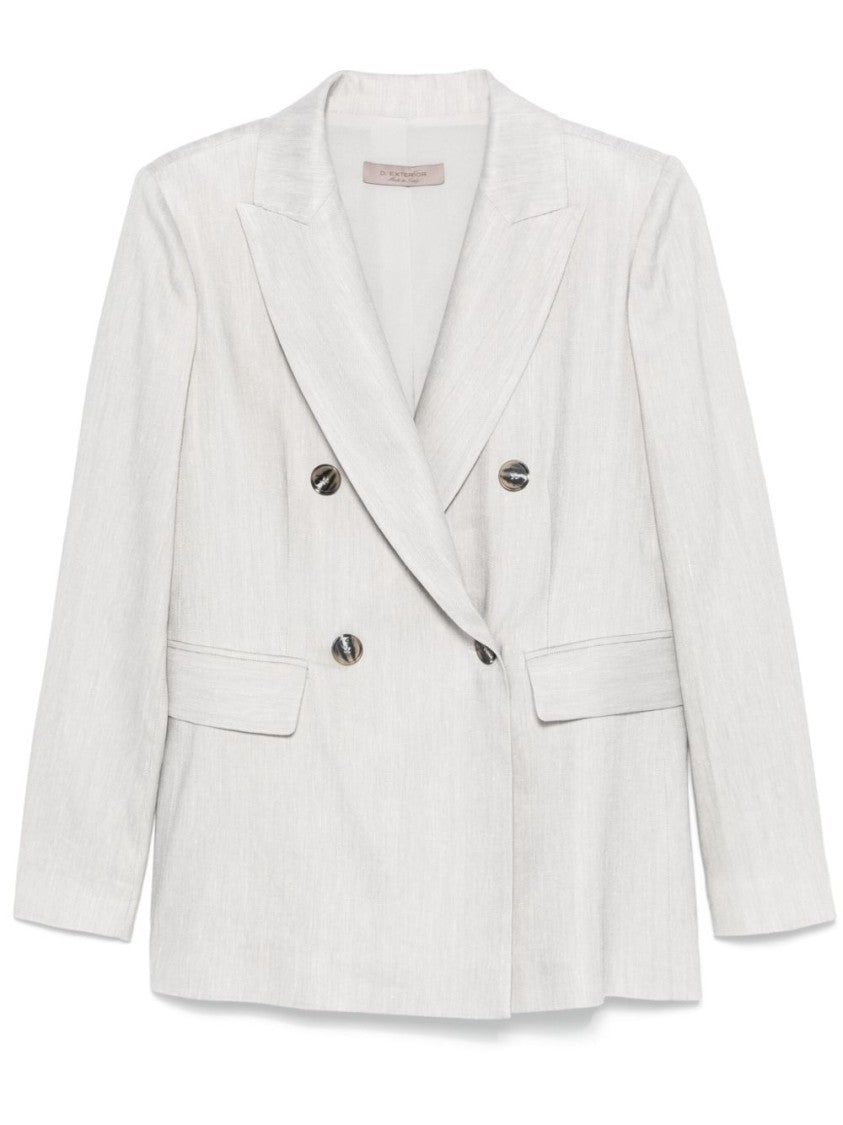 Dexterior Double-Breasted Textured Blazer With Classic Lapel