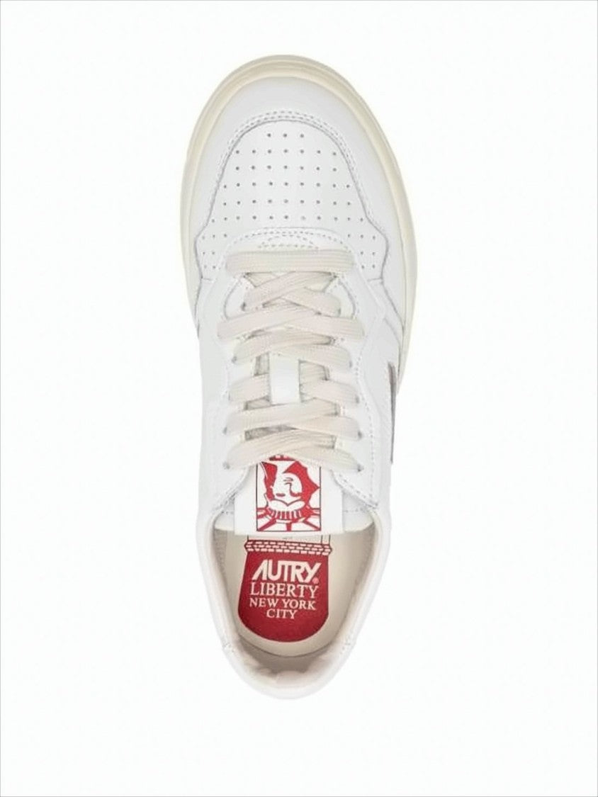 Autry Perforated White Leather Low-Top Sneakers With Padded Collar