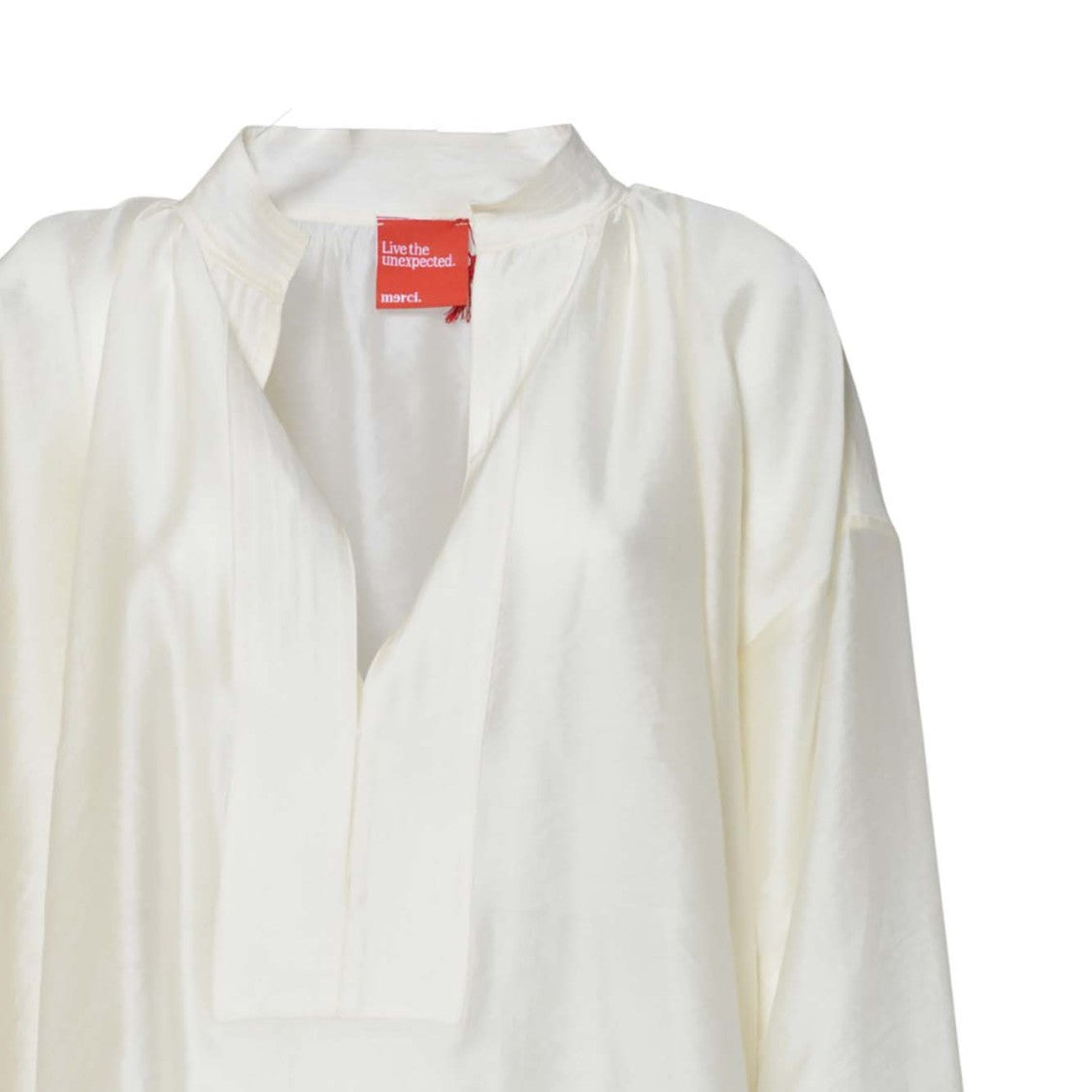 Merci Loose-Fitting Long-Sleeved Shirt With Deep V-Neckline