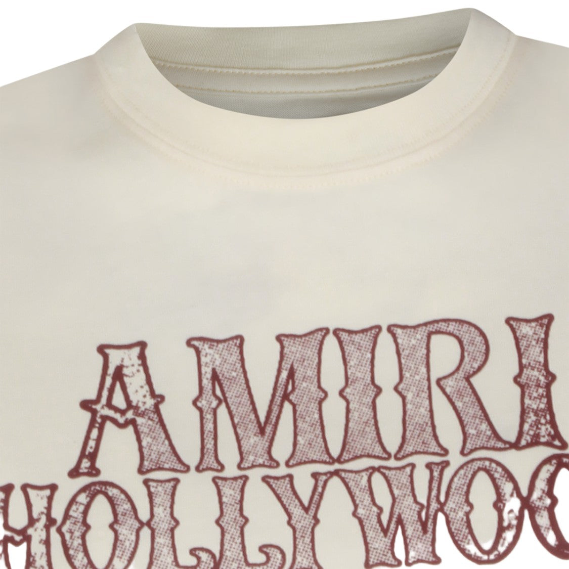 Amiri Cropped White T-Shirt With Textured Graphic Print