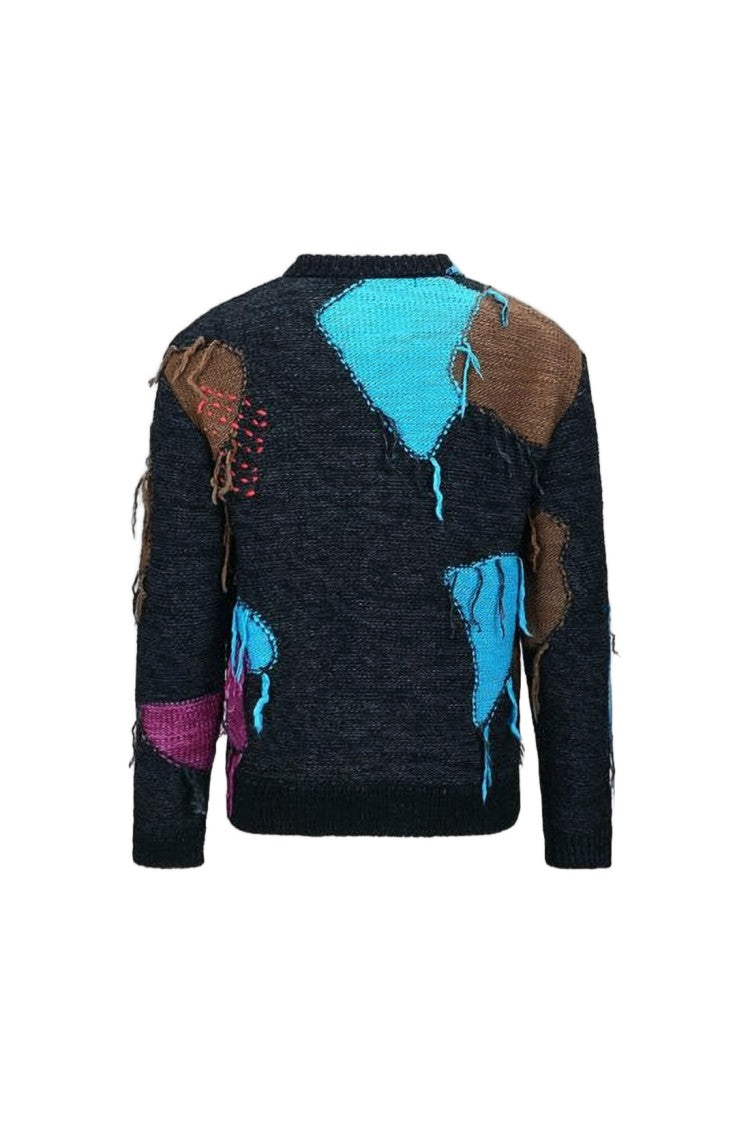 Andersson Bell Textured Zip-Up Sweater With Abstract Patchwork Design