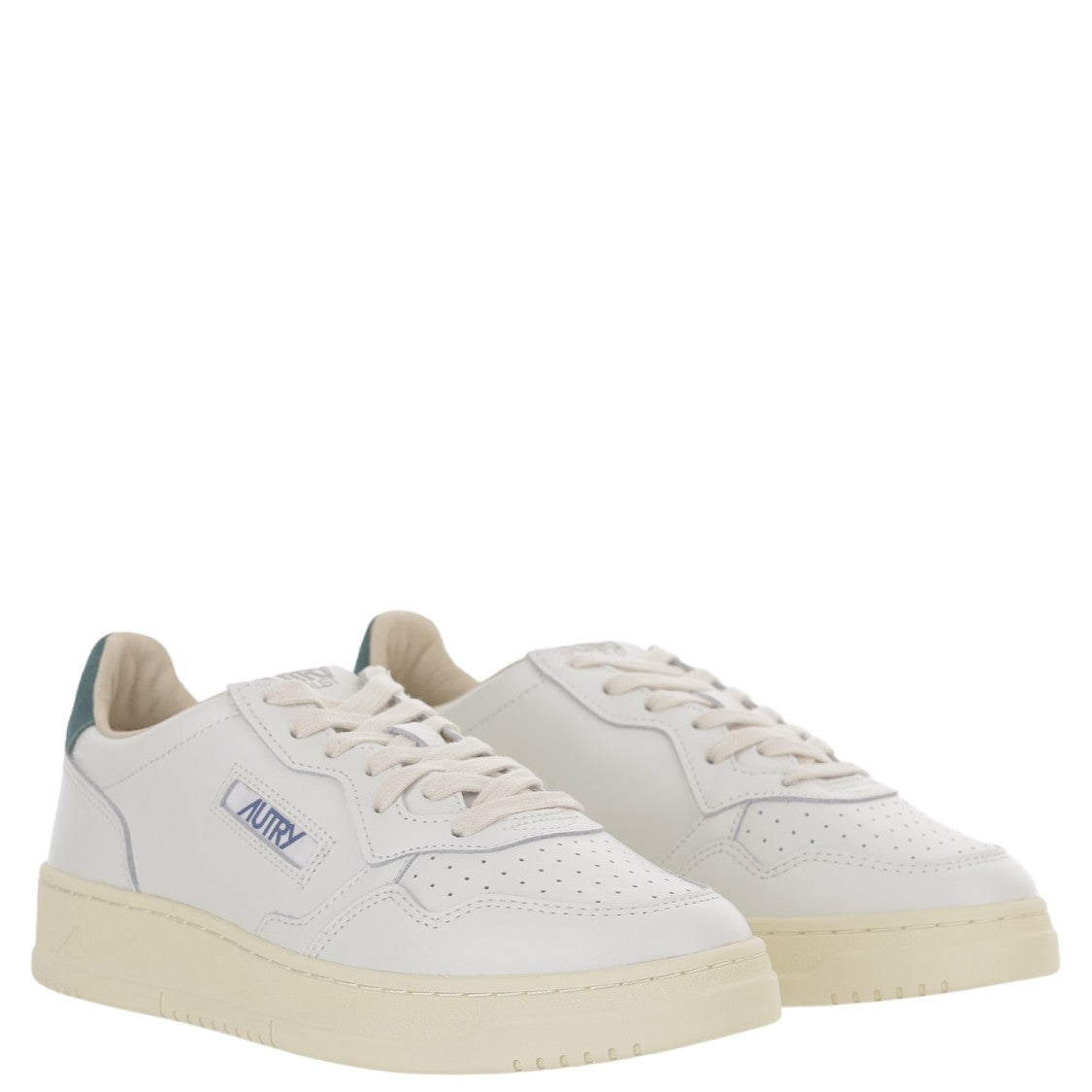 Autry White/Green Suede Heel Leather Sneakers