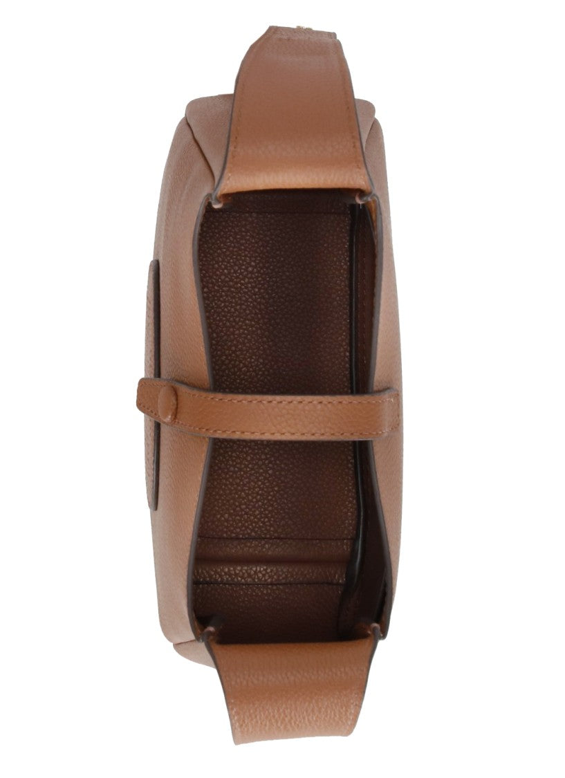 Tory Burch Brown Structured Adjustable Strap Leather Shoulder Bag