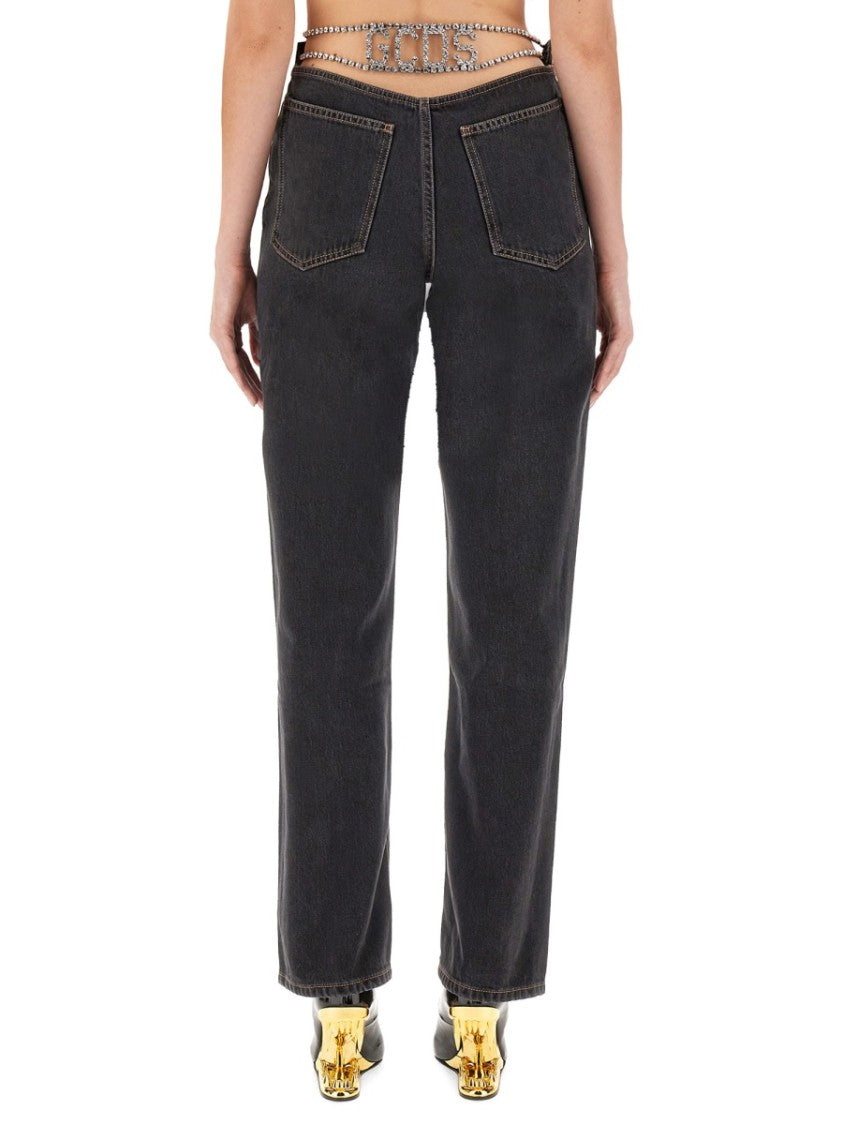 Gcds Straight-Leg Black Denim Jeans