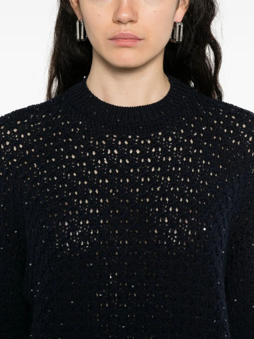 Peserico Textured Knit Black Sweater