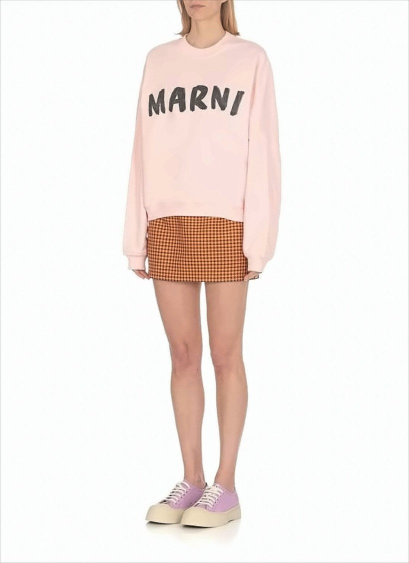 Marni Pastel Pink Long-Sleeve Top With Bold Brushstroke Detailing