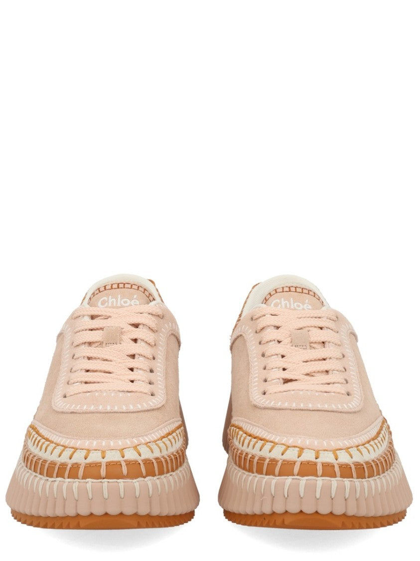 Chloé Nama Whipstitch Textured Sole Sneakers