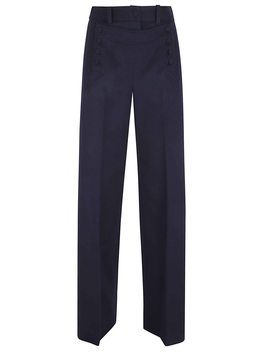 Ermanno Scervino Tailored Wool Trousers With Subtle Button Appliqué