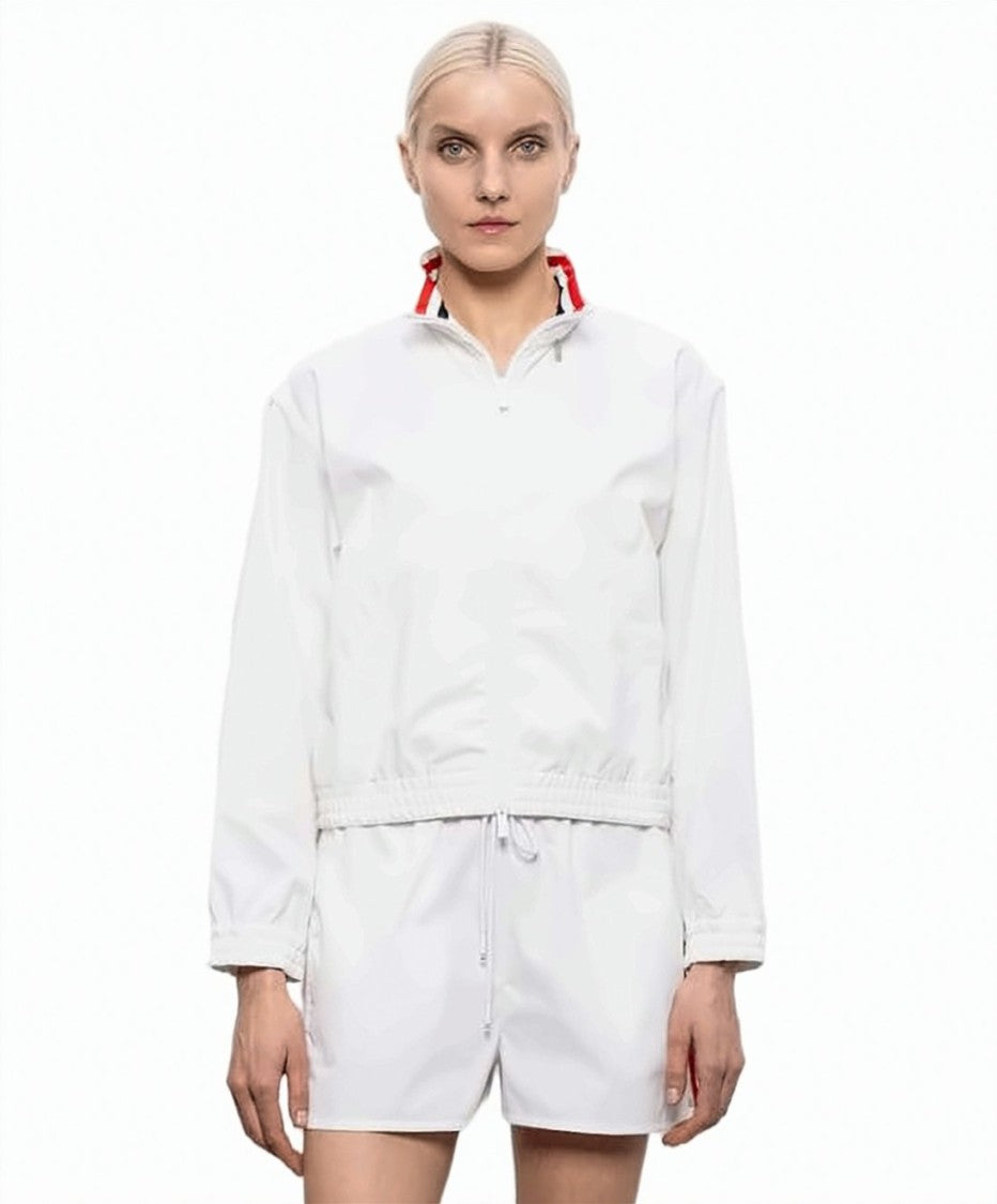 Thom Browne Sporty White Jacket With Dynamic Stripes