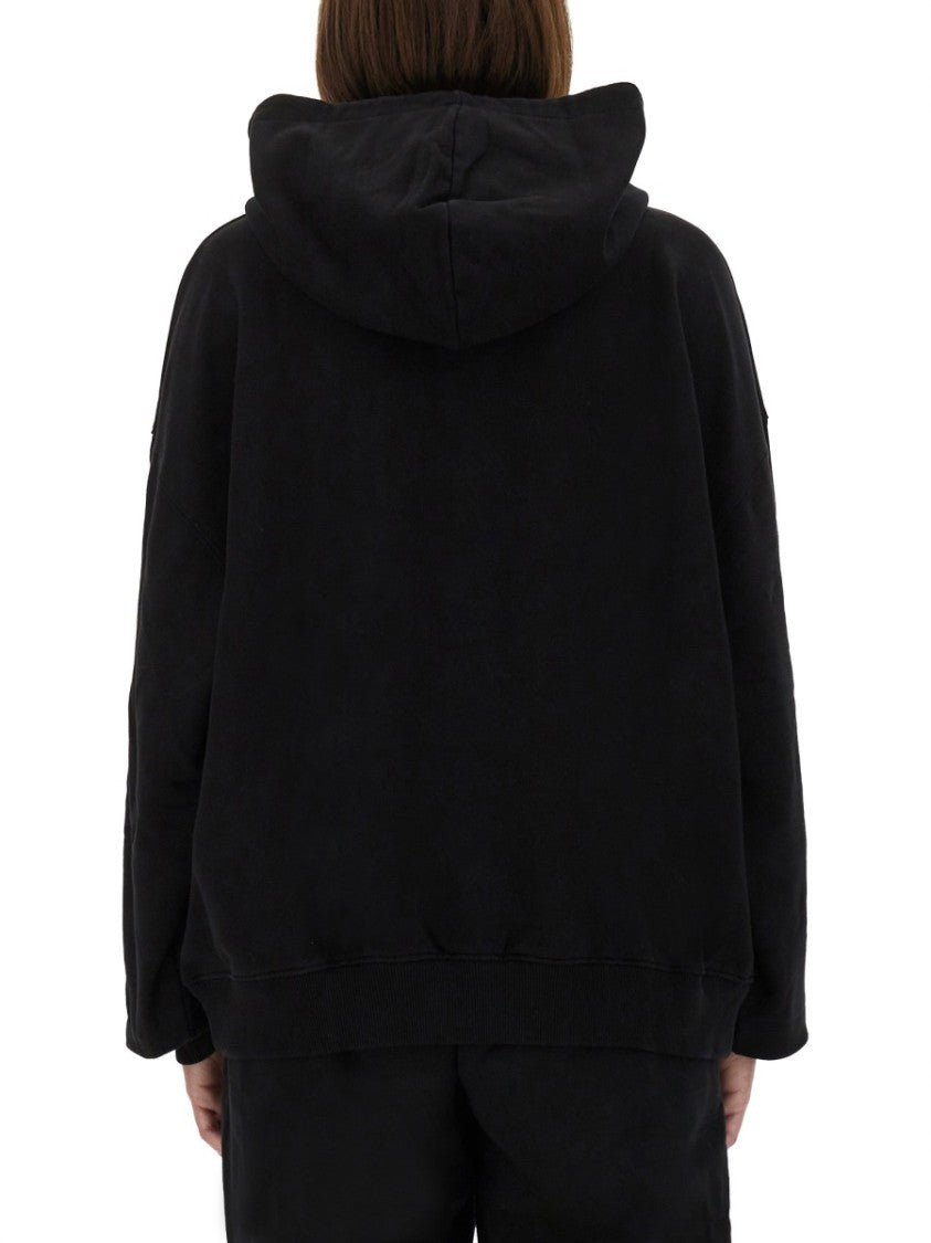 Rotate Birger Christensen Oversized Black Hoodie With Embossed Logo