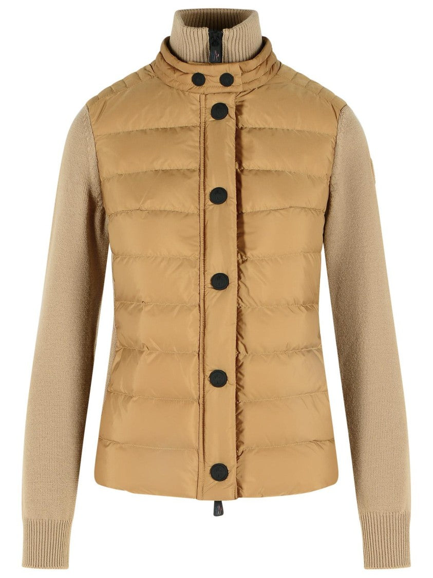 Moncler Grenoble 'Tricot' Cardigan In Beige Virgin Wool Blend
