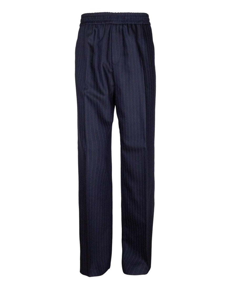 Golden Goose Wide Jogging Trousers With Subtle Pinstripe In Blue
