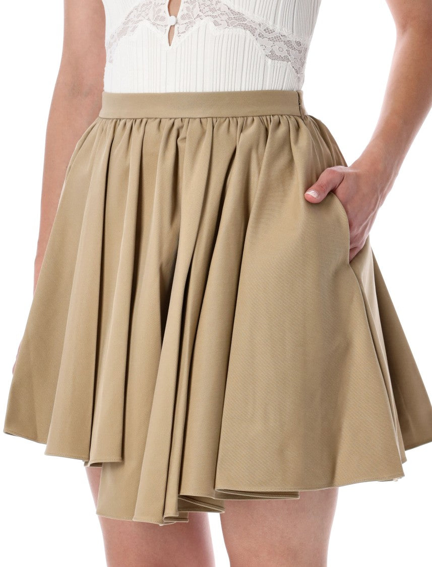 Self-Portrait Flared Mini Skirt With Structured Pleats