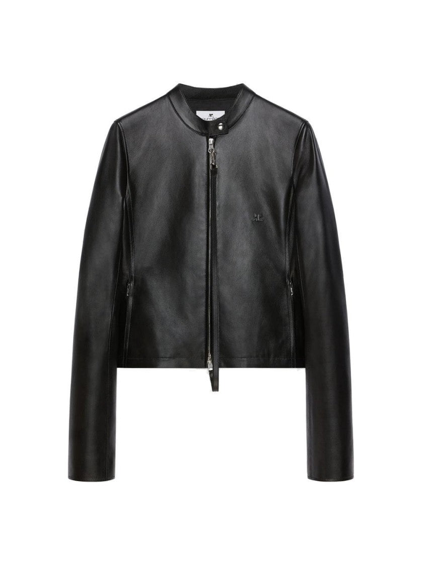 Courrèges City Zipped Biker Jacket Black