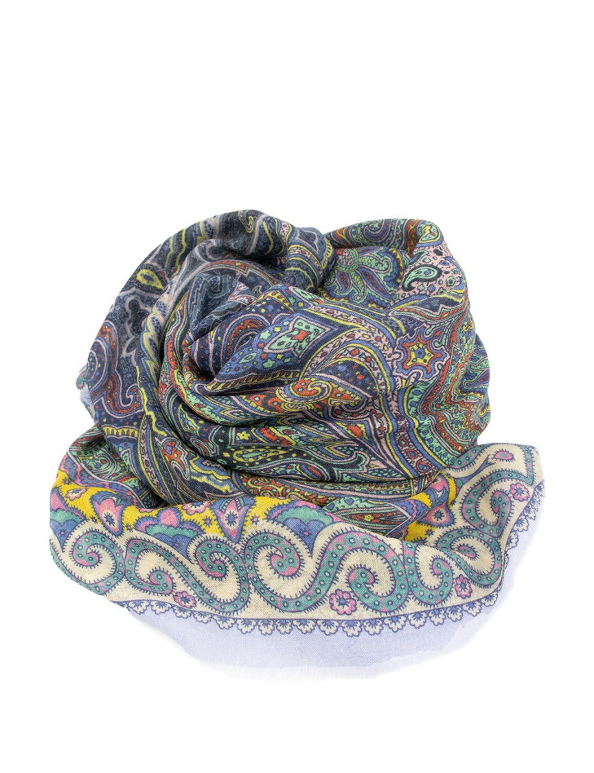 Etro Paisley Motif Green Scarf