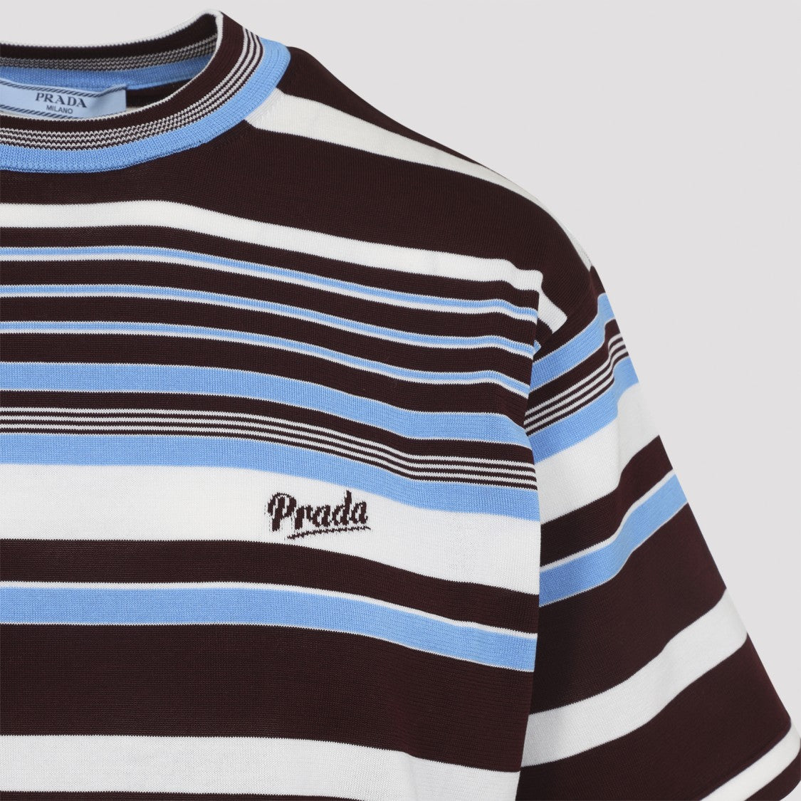 Prada Horizontal Striped Cotton T-Shirt