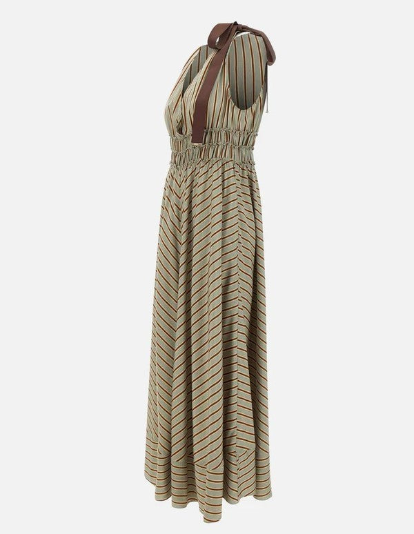 Liu Jo Viscose Blend Striped Full Skirt Dress