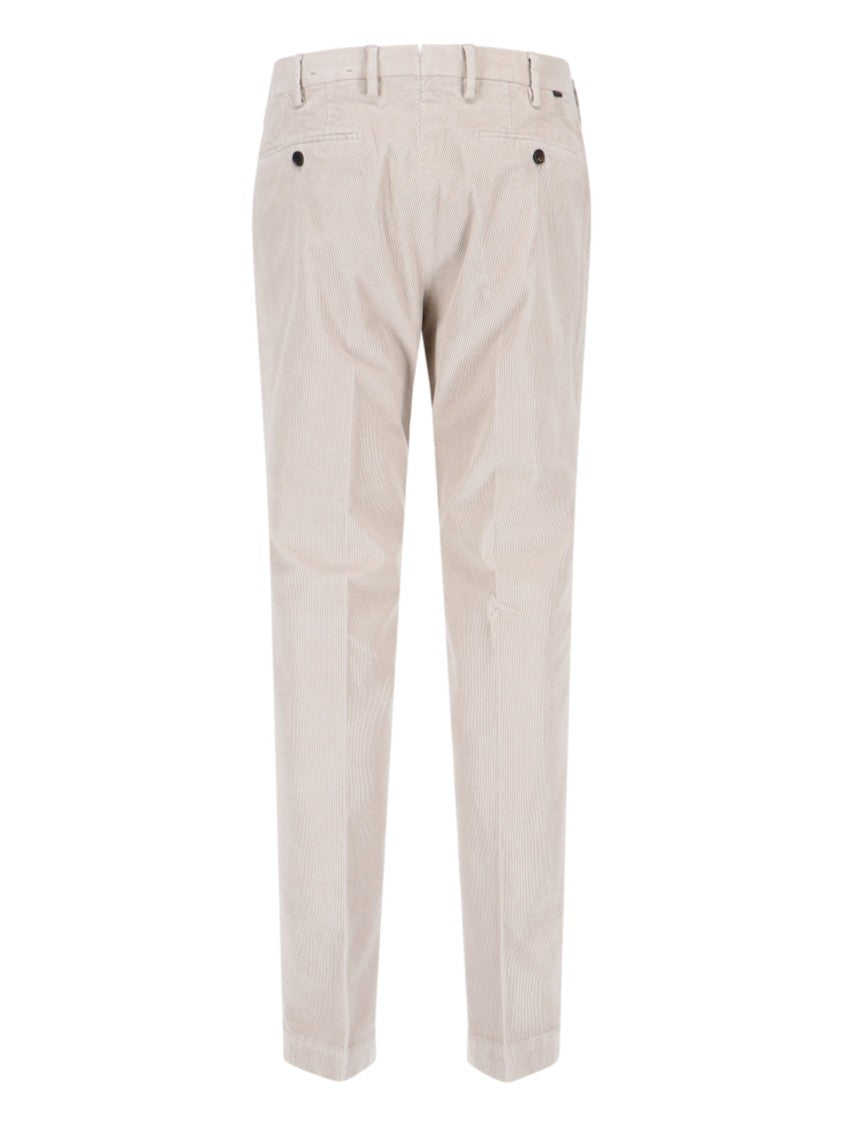 Incotex Straight-Leg White Trousers With Structured Waistband