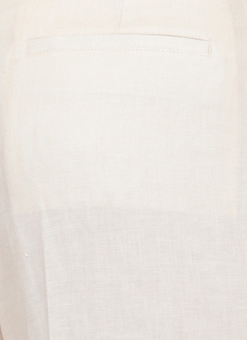 Lardini Beige Prince Of Wales Linen Formal Pants