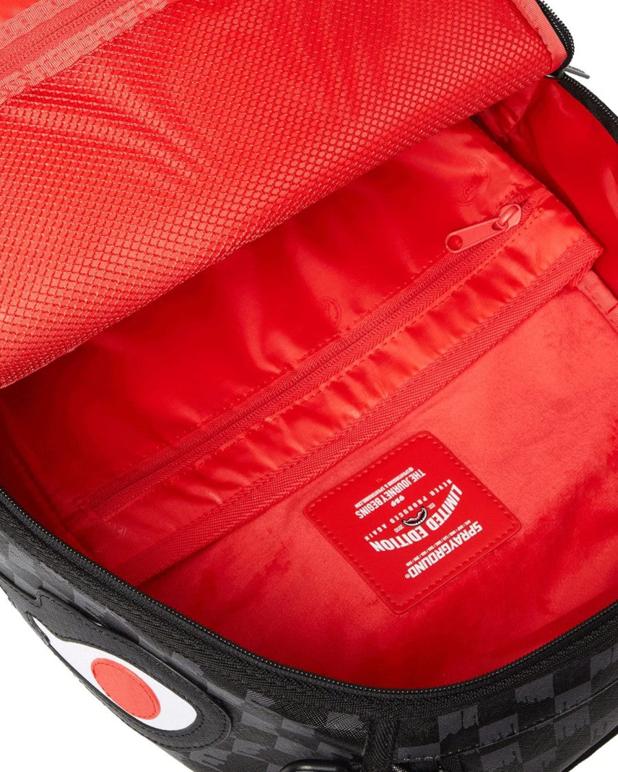 Sprayground Black Checkerboard Backpack With Shark Graphic