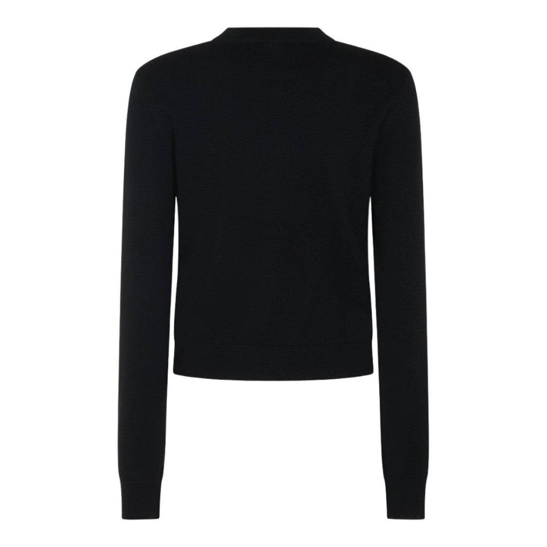 Lisa Yang Black Cardigan Sweater With Fabric-Covered Buttons And Fitted Silhouette