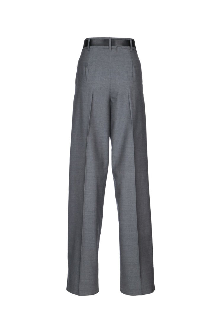 Mm Studio Straight-Leg Tailored Pants With High Waist And Subtle Sheen