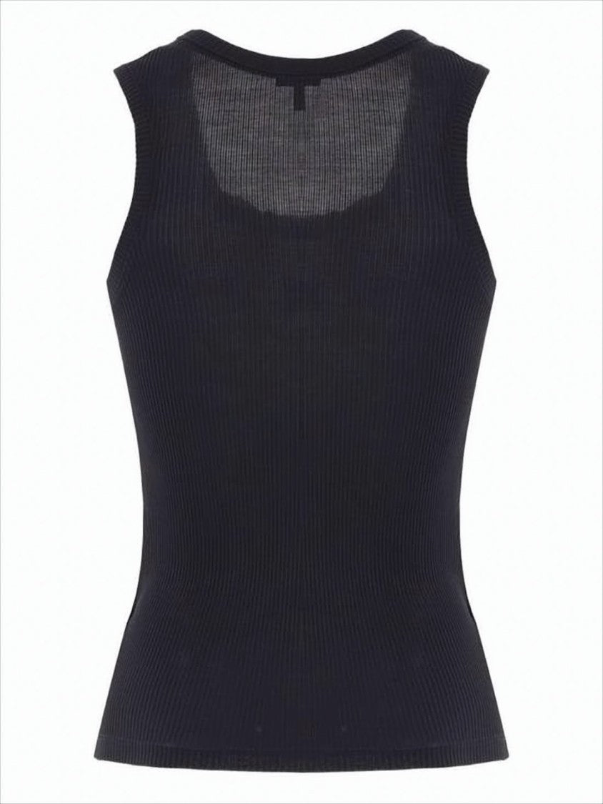 Loewe Silk Ribbed Tank Top With Tonal Embroidery