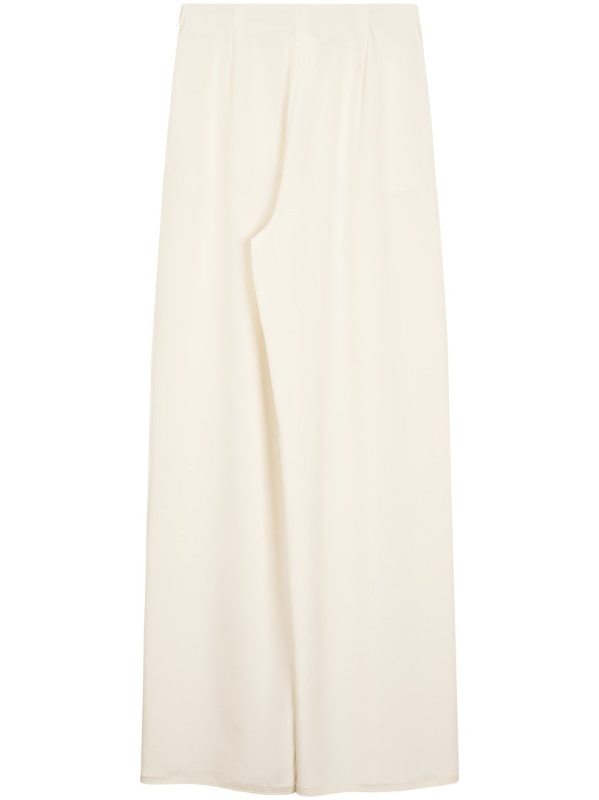 Max Mara Ivory Wide-Leg Trousers With Front Pleats