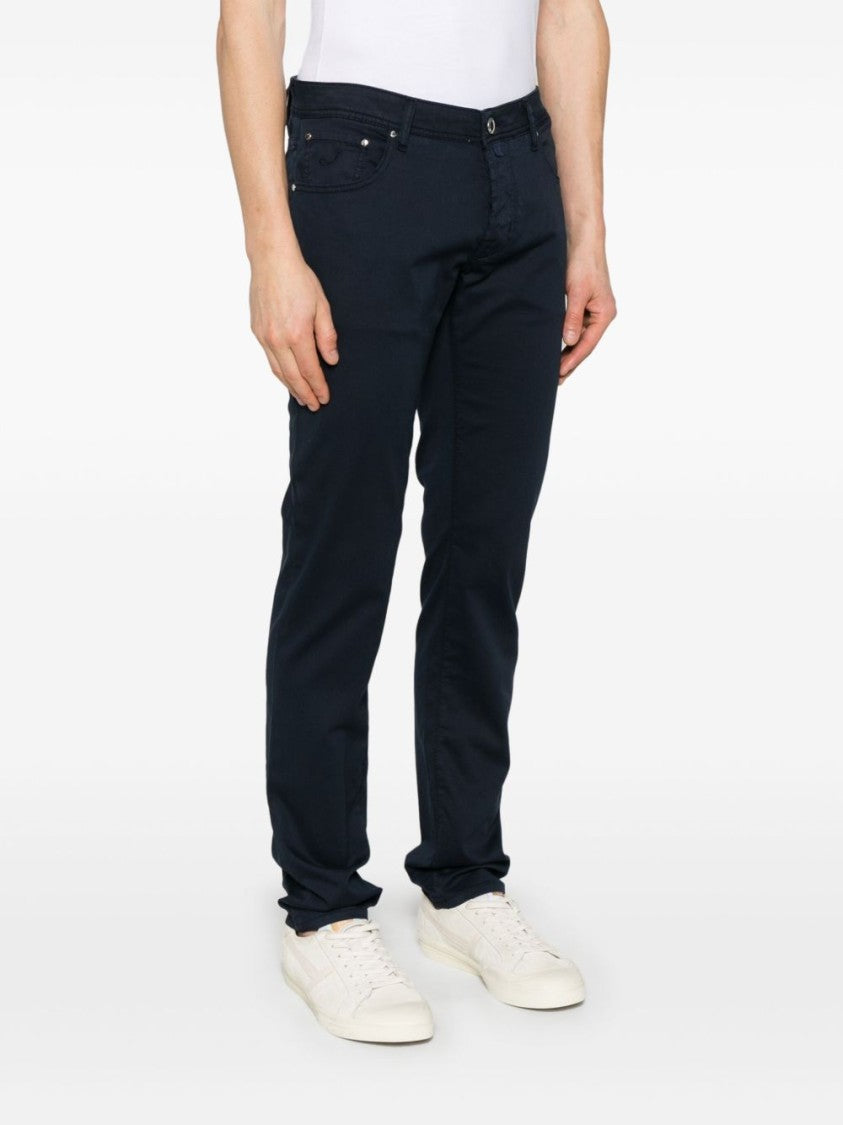 Jacob Cohen Navy Blue Denim Jeans With Classic Five-Pocket Design