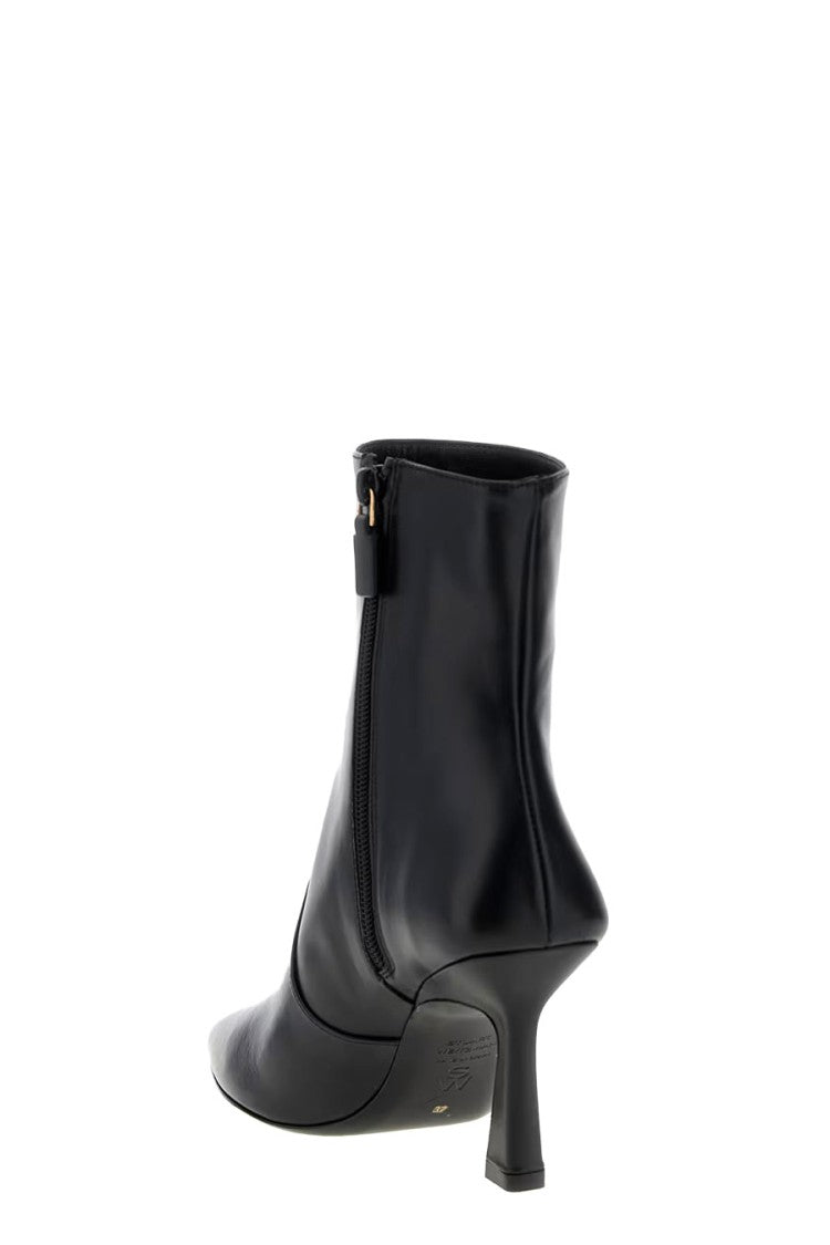 Stuart Weitzman Black Leather Stiletto Ankle Bootie