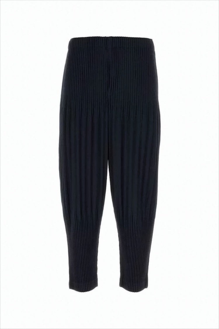 Homme Plissé Issey Miyake Pleated Black Jogger Pants With Elastic Waistband