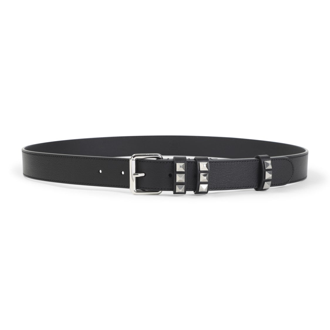 Valentino Garavani Calf Leather Belt With Silver Stud Details