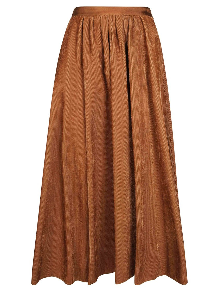 Forte Forte Fluid Ribbed Velvet Pleated Skirt