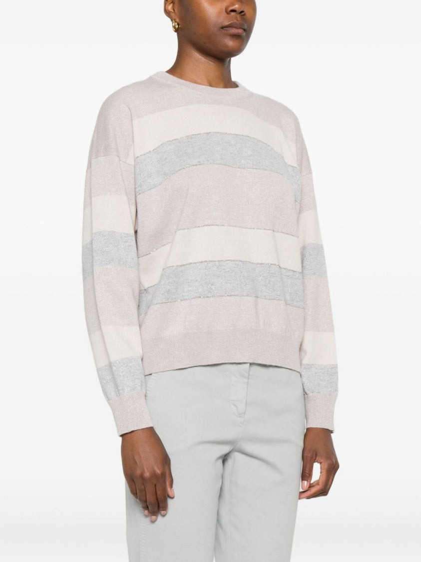 Peserico Textured Knit Sweater With Subtle Stripes
