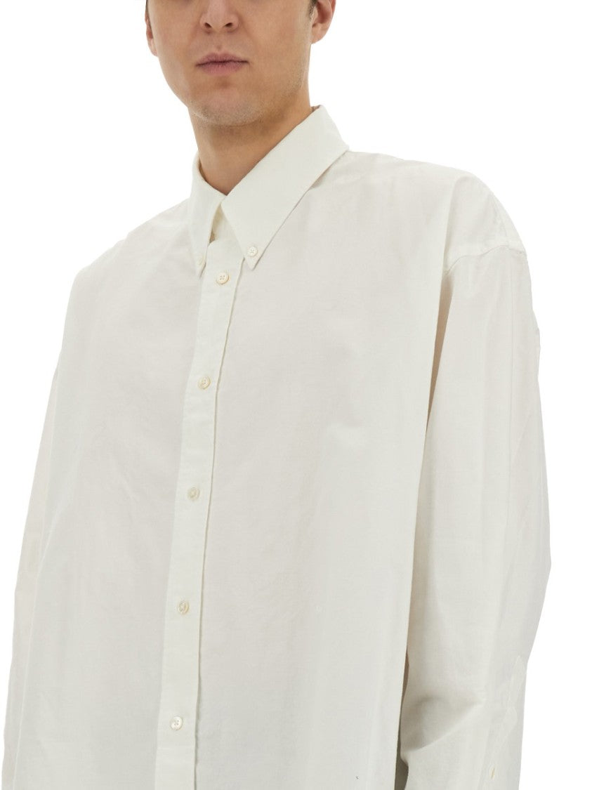 Studio Nicholson White Button-Down Shirt With Classic Collar