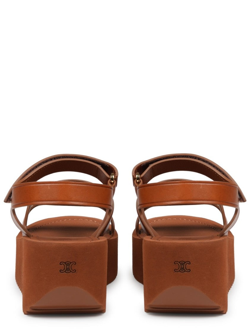 Celine Sunny Platform Cut-Out Calf Leather Sandals