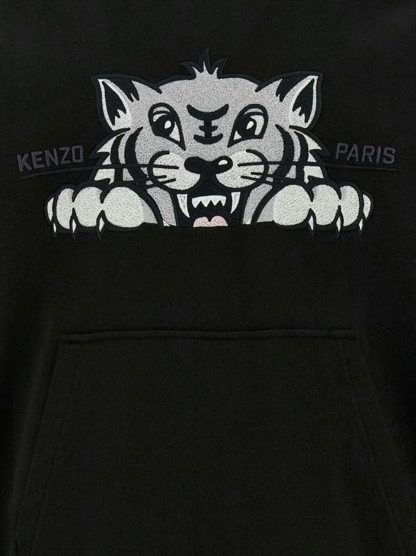 Kenzo Graphic Tiger Print Hooded Sweatshirt With Kangaroo Pocket