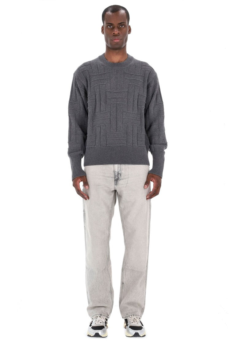 Kenzo Cropped Fit Weave Wool Crewneck Sweater
