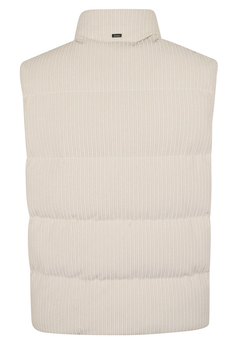 Herno Wide-Wale Textured Vest With High Collar And Snap Button Closure