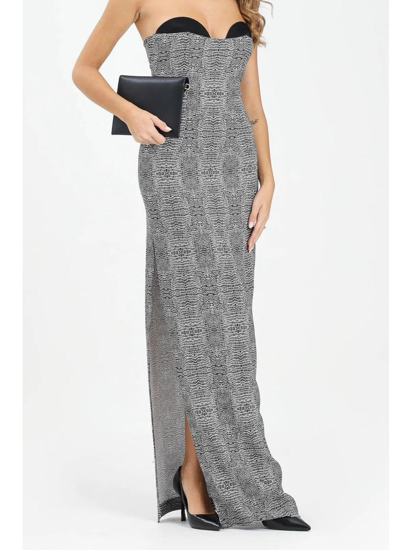 Red Carpet E. Franchi Lycra Maxi Dress With Bustier Top And Side Slit