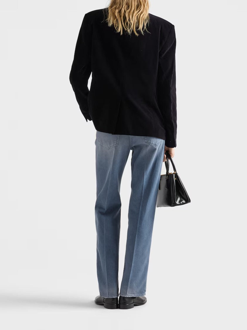 Prada Black Velvet Notched Lapel Blazer