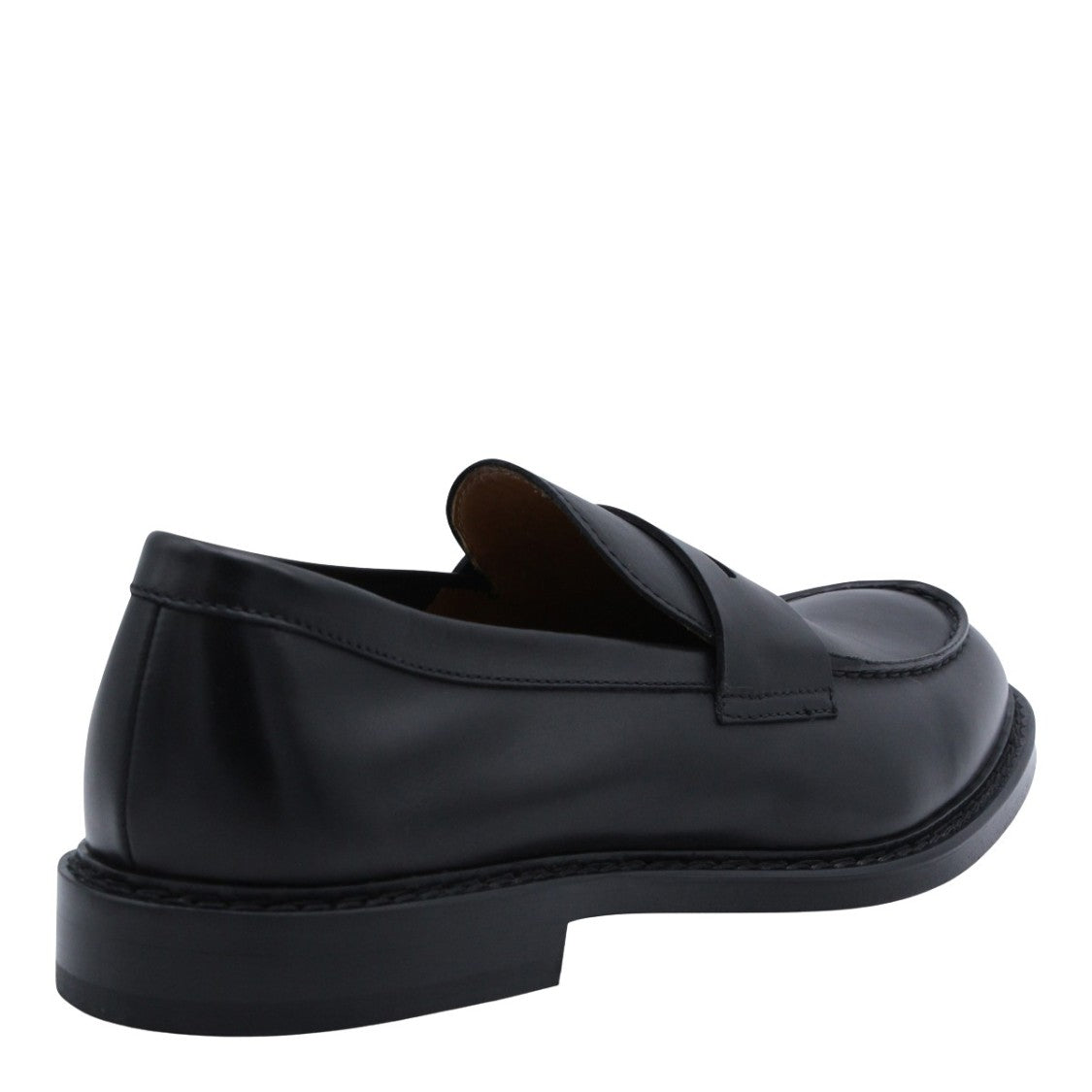 Doucal's Matte Black Flat Shoes With Rounded Toe