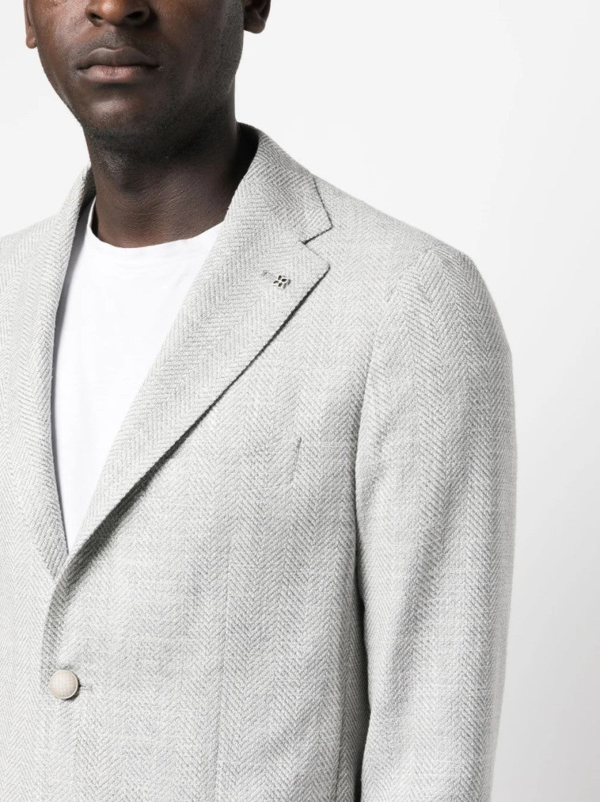 Tagliatore Herringbone Men's Jacket With Luxurious Fabric Blend And Tailored Fit