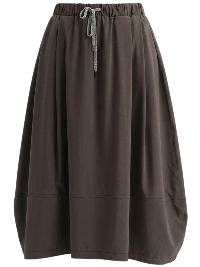 Gran Sasso Balloon Nylon Midi Skirt With Lurex Drawstring