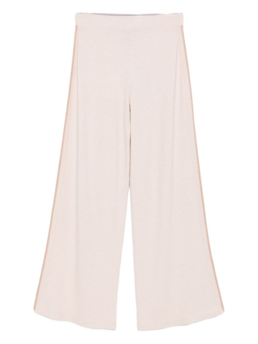 Dexterior Cream And Beige Wide-Leg Trousers Crafted